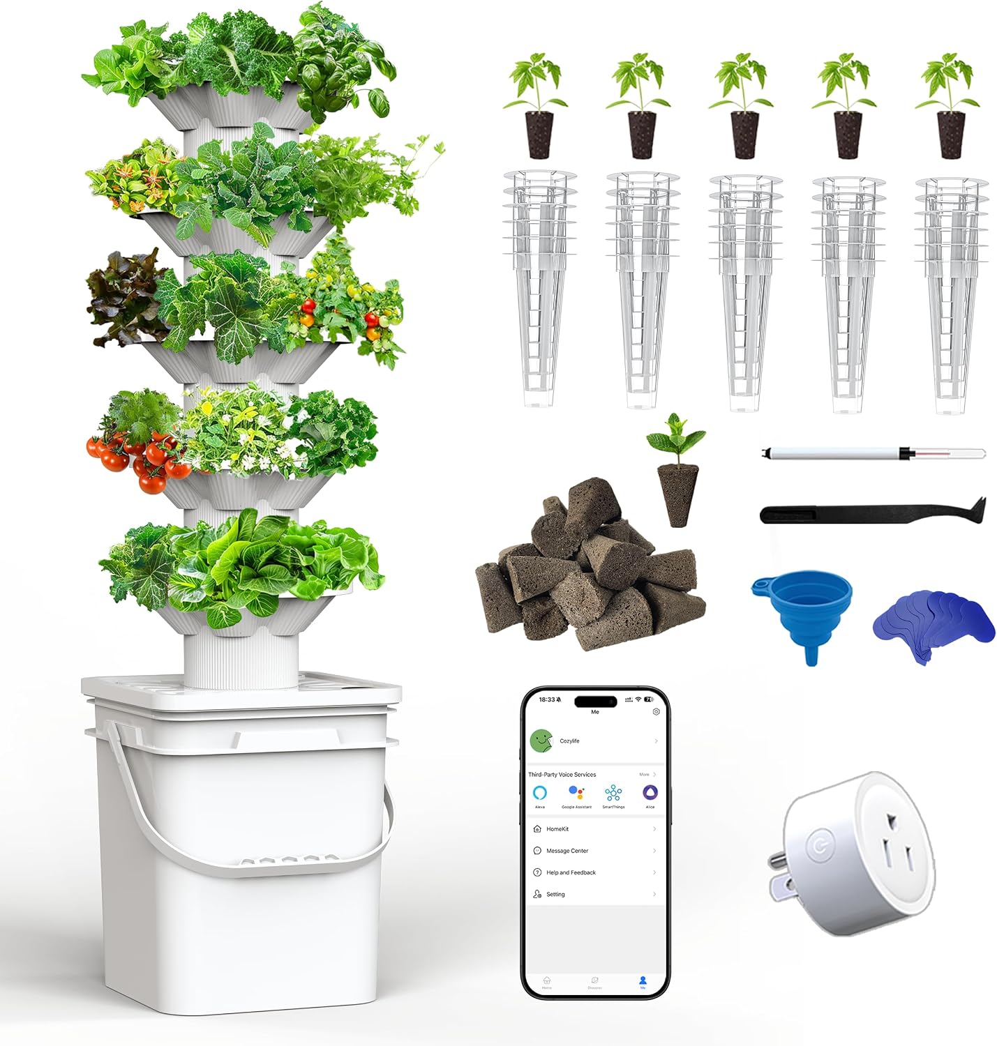Hydroponic Tower - Kit de Sistema de Cultivo Hidropônico,